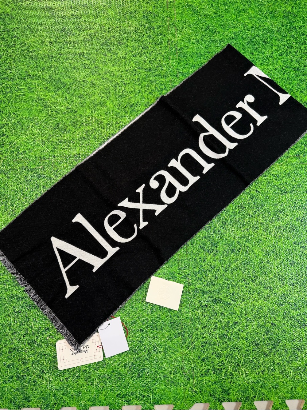 Alexander McQueen Black and White Logo Scarf